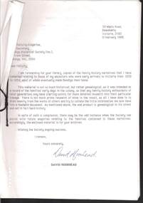 Document - FAMILY HISTORY NARRATIVE: ANCESTORS OF DAVID MOORHEAD, 8th February, 1995