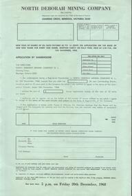 Document - THE NORTH DEBORAH GOLD MINE CO - APPLICATION BY SHAREHOLDER