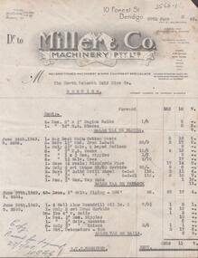 Document - NORTH DEBORAH GOLD MINE - ACCOUNT FROM MILLER & CO (MACHINERY) PTY LTD