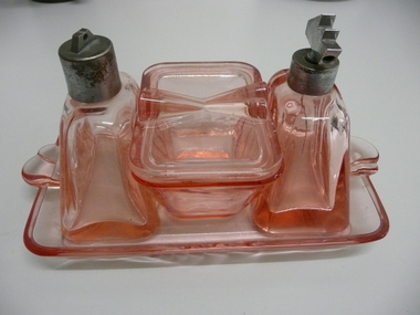 Domestic Object - PINK GLASS DRESSING TABLE SET