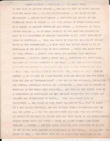 Document - NORMAN OLIVER COLLECTION: SPEECH NOTES -  ANZAC DAY. DUNOLLY. 25 APRIL 1952