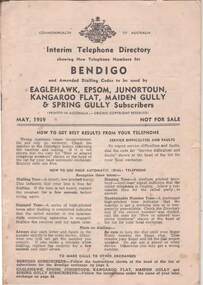 Book - INTERIM TELEPHONE DIRECTOR: BENDIGO, MAY 1959