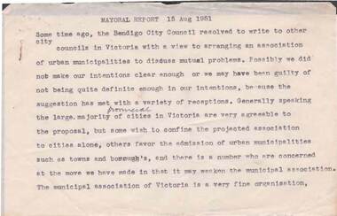Document - NORMAN OLIVER COLLECTION: SPEECH NOTES 15 AUGUST 1951