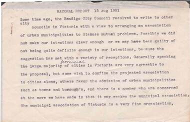 Document - NORMAN OLIVER COLLECTION: SPEECH NOTES 15 AUGUST 1951