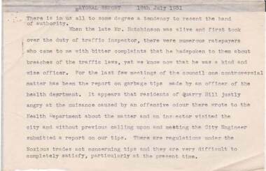 Document - NORMAN OLIVER COLLECTION: SPEECH NOTES 18 JULY 1951