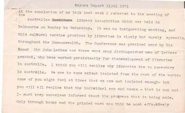 Document - NORMAN OLIVER COLLECTION: SPEECH NOTES 11 JULY 1951