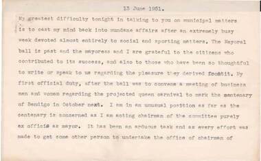 Document - NORMAN OLIVER COLLECTION: SPEECH NOTES 13 JUNE 1951