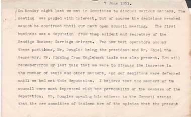 Document - NORMAN OLIVER COLLECTION: SPEECH NOTES 7 JUNE 1951
