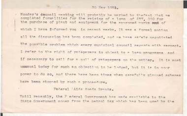 Document - NORMAN OLIVER COLLECTION: SPEECH NOTES 30 MAY 1951