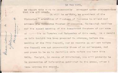 Document - NORMAN OLIVER COLLECTION: SPEECH NOTES 16 MAY 1`951