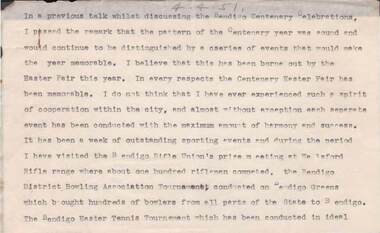 Document - NORMAN OLIVER COLLECTION: SPEECH NOTES 4 APRIL 1951