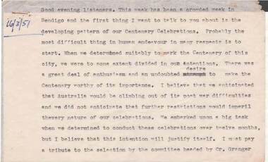 Document - NORMAN OLIVER COLLECTION: SPEECH NOTES 16 MARCH 1951