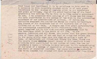Document - NORMAN OLIVER COLLECTION: SPEECH NOTES - OPENING OF THE LEGAL YEAR 1951