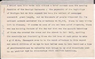 Document - NORMAN OLIVER COLLECTION: SPEECH NOTES NOVEMBER 1950