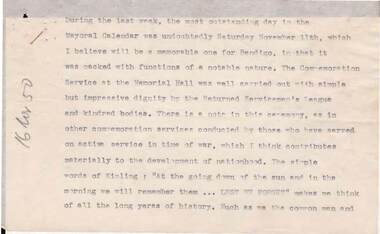 Document - NORMAN OLIVER COLLECTION: SPEECH NOTES 16 NOVEMBER 1950