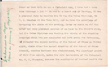 Document - NORMAN OLIVER COLLECTION: SPEECH NOTES 2 MAY 1951