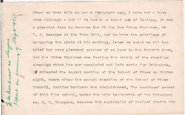 Document - NORMAN OLIVER COLLECTION: SPEECH NOTES 2 MAY 1951
