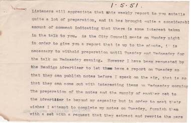 Document - NORMAN OLIVER COLLECTION: SPEECH NOTES 1 MAY 1951