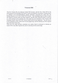 Document - NEW CHUM & VICTORIA LINES OF REEF - NOTES ON VICTORIA HILL FOR TOURIST ATTRACTION