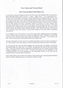 Document - NEW CHUM & VICTORIA LINES OF REEF - NOTES ON THE VICTORIA REEF GOLD MINES COY