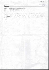 Document - ENQUIRY: JORY FAMILY