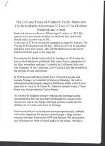Document - RE: FREDERICK TAYLOR JAMES AND CHILDREN FREDERICK AND ALBERT