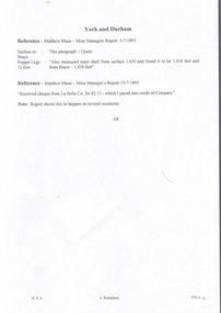 Document - NEW CHUM LINE OF REEF - NOTES ON SHAFT DETAILS ON THE NEW CHUM LINE OF REEF