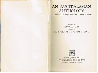 Book - ALEC H CHISHOLM COLLECTION: BOOK  'AN AUSTRALIAN ANTHOLOGY' BY PERCIVAL SERLE