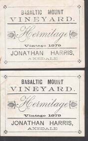 Document - HARRIS COLLECTION:  WINE LABELS FOR BASALTIC MOUNT VINEYARD
