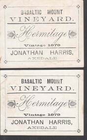 Document - HARRIS COLLECTION:  WINE LABELS FOR BASALTIC MOUNT VINEYARD