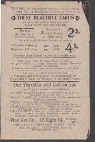Document - HARRIS COLLECTION:  MEMORIAL CARD FOR HARRIET HARRIS, December