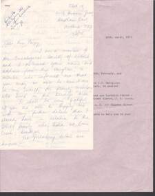Document - LETTER: DALEY FAMIILY (EMU CREEK, BENDIGO), 13th February, 1975