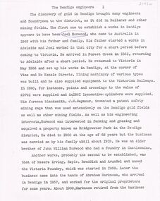 Document - HORWOOD COLLECTION: SHORT PAPER 'THE BENDIGO ENGINEERS'