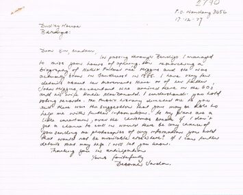 Document - CORRESPONDENCE: HIGGINS (FAMILY), 17/12/1979