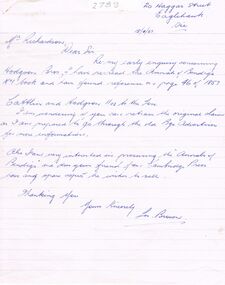 Document - CORRESPONDENCE: HODGSON (FAMILY OR BUSINESS)