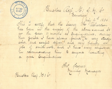 Document - HUSTLERS REEF MINE - REFERENCE FOR WM RICHARDSON