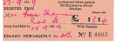 Document - RECEIPT FROM EDGARS' NEWSAGENCY