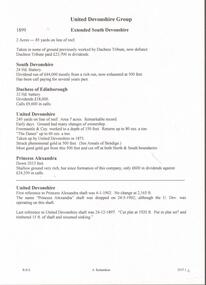 Document - DEVONSHIRE MINES - NOTES ON UNITED DEVONSHIRE GROUP