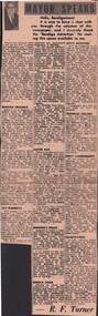 Newspaper - LYDIA CHANCELLOR COLLECTION.  BENDIGO ADVERTISER ARTICLES 'MAYOR SPEAKS.'