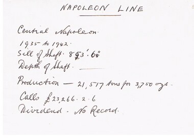 Document - CENTRAL NAPOLEON MINE - NOTES ON CENTRAL NAPOLEON MINE