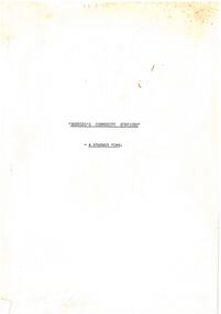 Document - LYDIA CHANCELLOR COLLECTION. 'BENDIGO'S COMMUNITY SERVICES' - A STUDENT VIEW