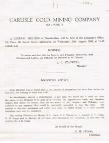 Document - CARLISLE MINE - DIRECTORS' REPORT