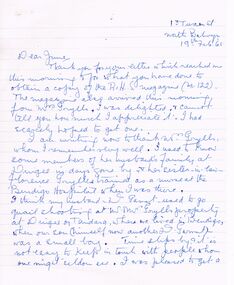 Document - JUNE PARRY COLLECTION: LETTER FROM  SELINA M? WHITE TO JUNE PARRY, 1965