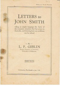 Document - LETTERS TO 'JOHN SMITH' BY L F GIBLIN, 1930