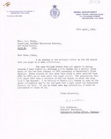 Document - CORRESPONDENCE: WILLIAM GRAHAM, 1974