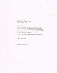 Document - CORRESPONDENCE: WILLIAM GRAHAM