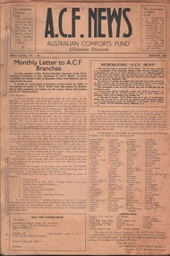 Document - LYDIA CHANCELLOR COLLECTION: A.C.F. NEWS AUSTRALIAN  COMFORTS FUND (VICTORIAN DIVISION), 1942, 1943