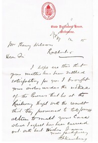 Document - FOSTER AND WILSON COLLECTION: LETTER, 27/12/15