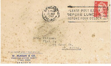 Document - FOSTER AND WILSON COLLECTION: LETTER FROM W. MCKEAN & CO, 11 May 1967