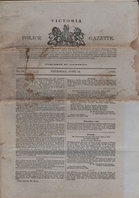 Document - VICTORIA POLICE GAZETTES COLLECTION: GAZETTE FROM JUNE 1863, as above